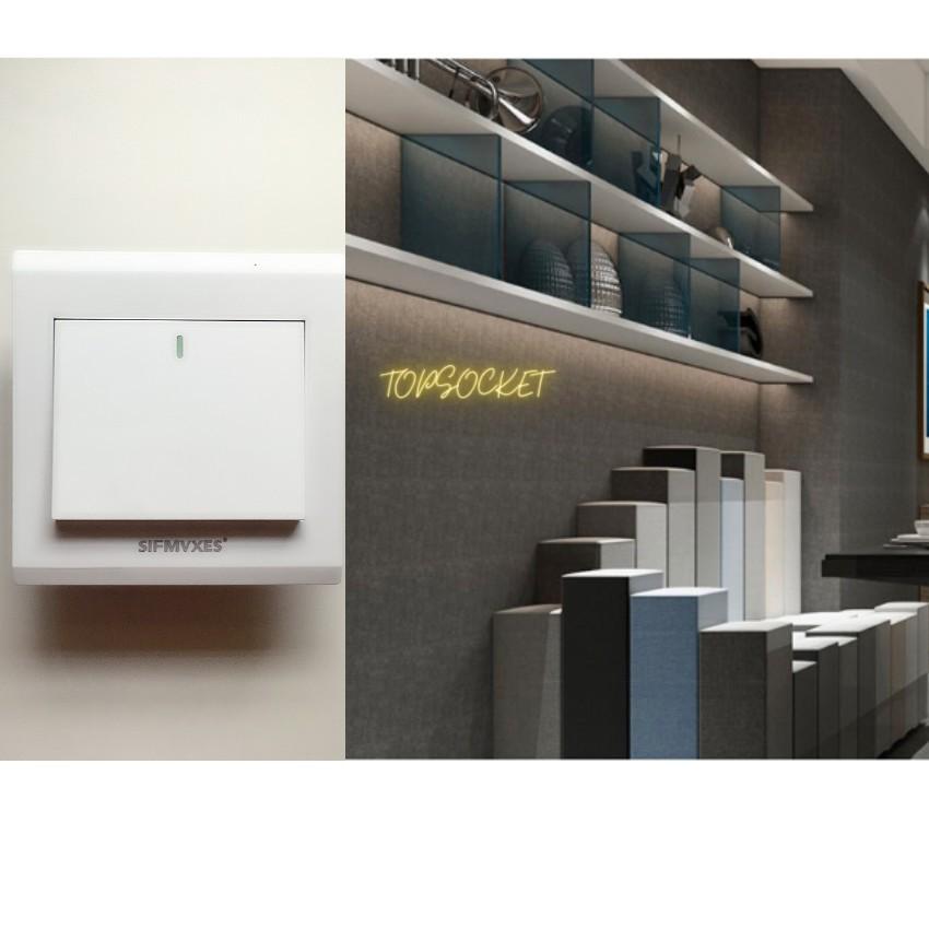 Công tắc điện-Công tắc đơn 1 chiều loại xịn pvc chống cháy toàn thân,khung thép chắc chắn siêu chất lượng trắng có viền