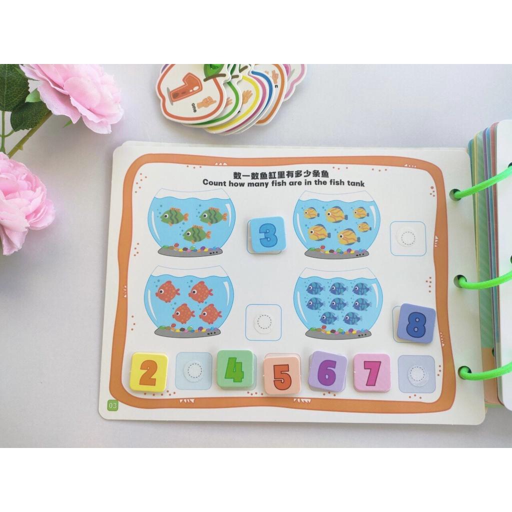 Học liệu Toán học thông minh đầu đời cho bé Mathematics Quiet Book-Học liệu bóc dán Montessori