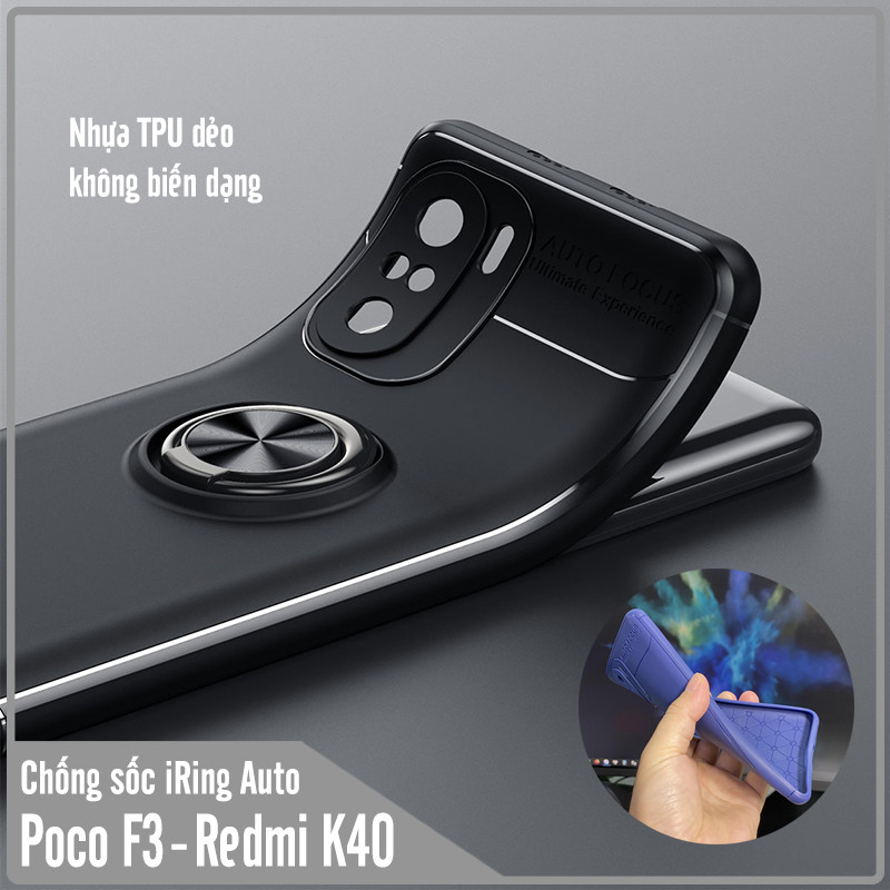 Ốp lưng cho Xiaomi Poco F3 - Redmi K40 chống sốc iRing Auto Focus - Hàng nhập khẩu
