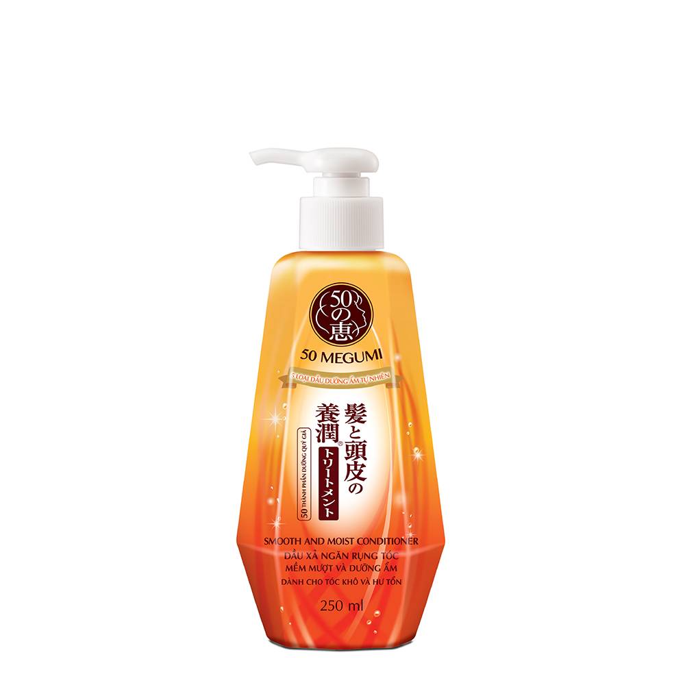 Dầu xả ngăn rụng tóc, dưỡng tóc mềm mượt 50 Megumi Smooth &amp; Moist Conditioner 250ml