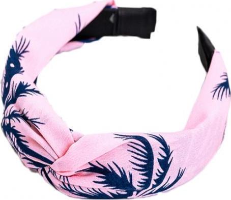 Bờm cài tóc turban nữ BN34B bản to phối họa tiết lá dừa nền hồng