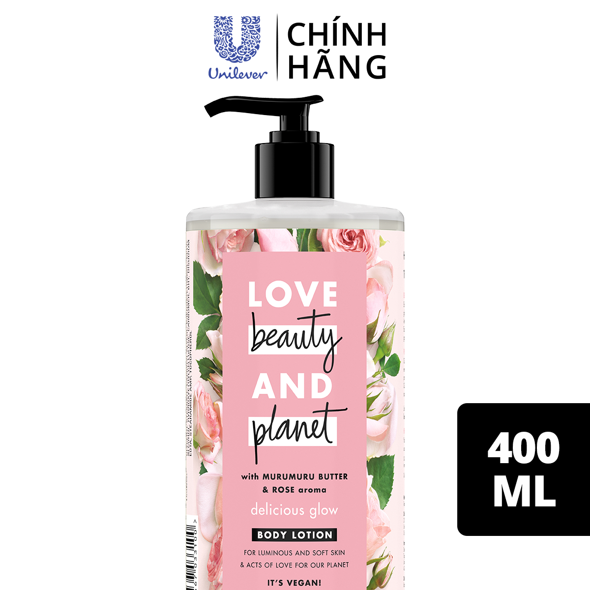 Sữa Dưỡng Thể 400Ml Love Beauty And Planet Làm Sáng Da Delicious Glow Với 100% Tinh Dầu Hoa Hồng Bulgaria