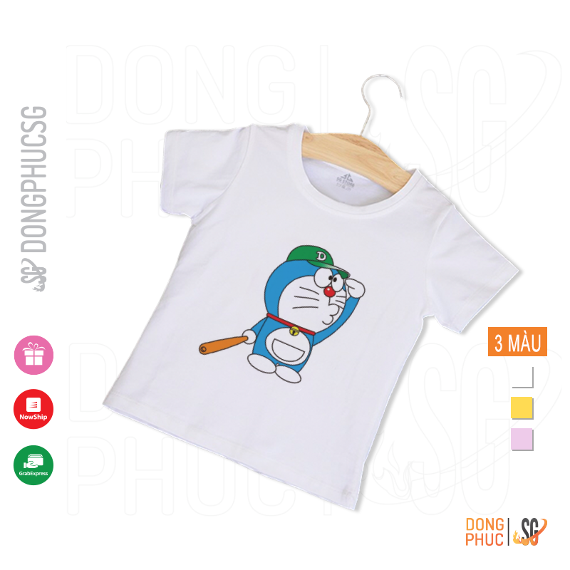 Áo trẻ em hình Doremon thun cotton mềm mịn phông mát mẻ đủ size cho bé trai bé gái TE03 DONGPHUCSG