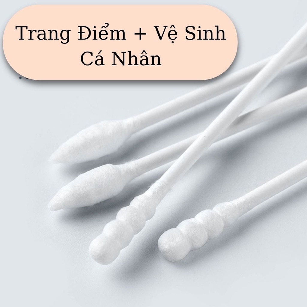 Hộp 200c tăm bông ráy tai lớn cao cấp với 2 đầu tăm thiết kế hình dáng khác nhau làm sạch sâu bên trong , phù hợp cho mọi người