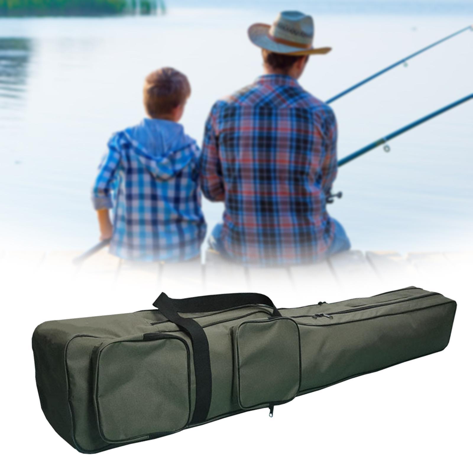 Fishing Rod Case Bag Organizer with Shoulder Strap, Tool Storage Fishing Pole Bag Carrier for Ice Fishing, Fly Fishing Rod, Reel, Tackle, Travel