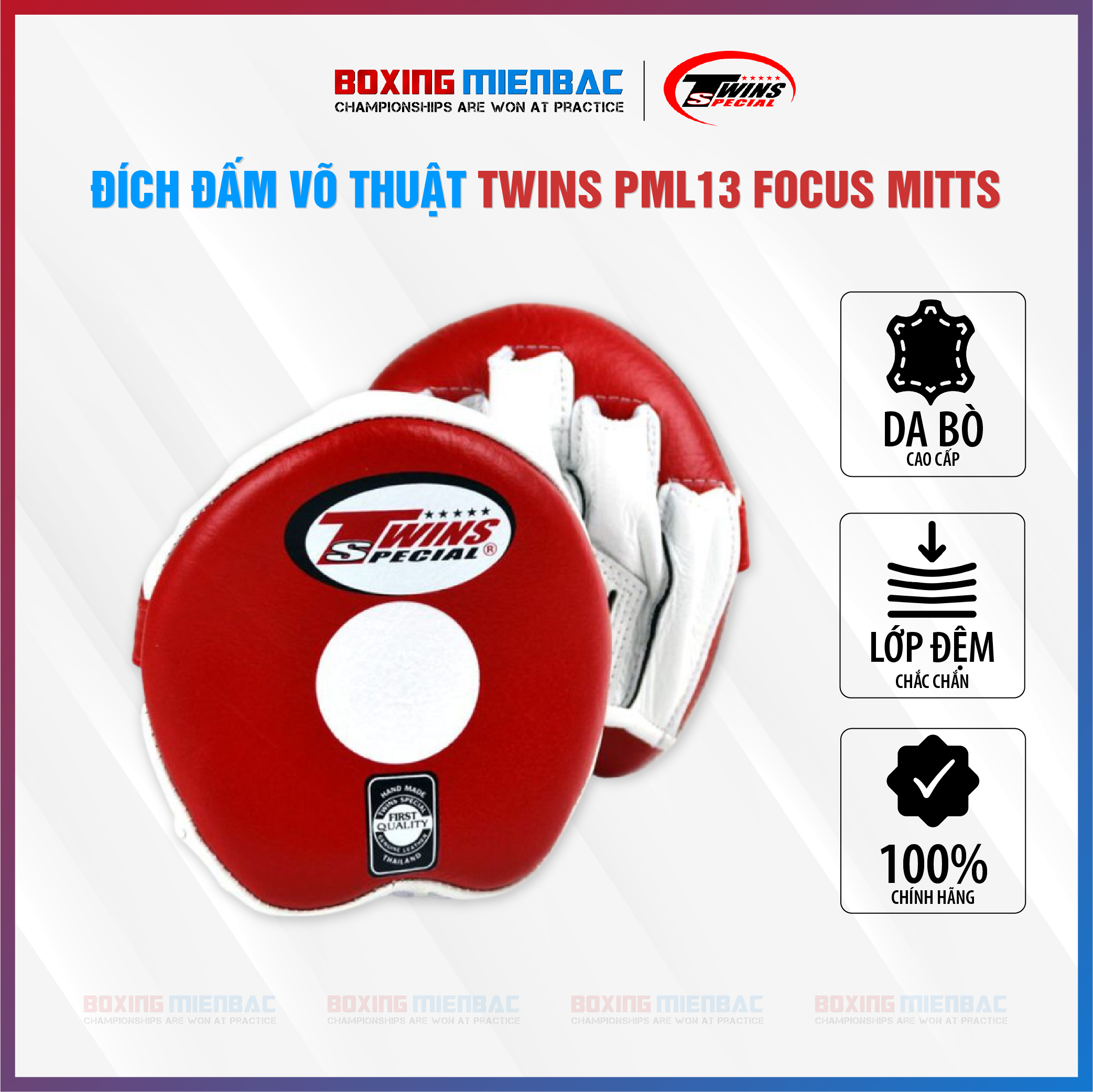 Đích Đấm Võ Thuật Twins Pml-13 Curved Speed Mitts - Red/White/ Speed mitts (1 Cặp