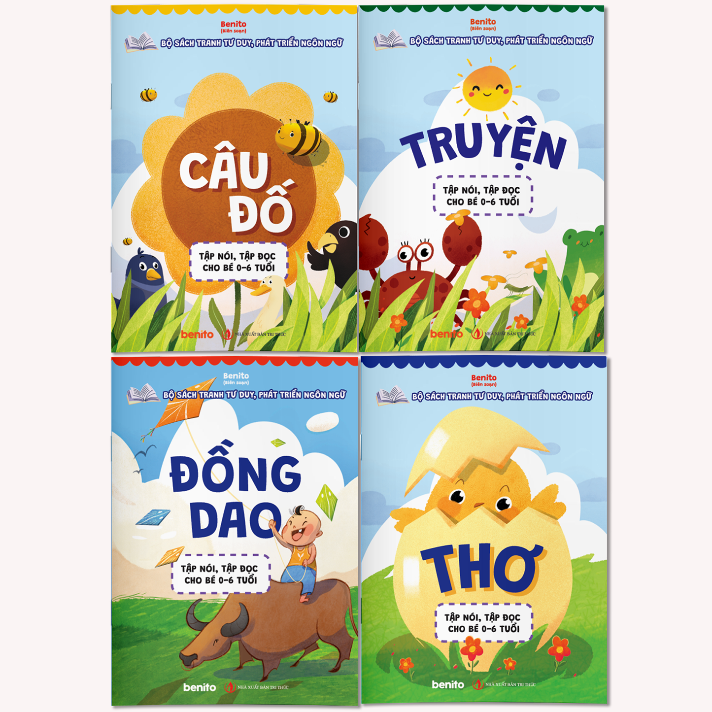 Sách - Combo 4 Cuốn Thơ, Truyện, Đồng Dao, Câu Đố, Tập Nói Tập Đọc Cho Bé 0-6 Tuổi