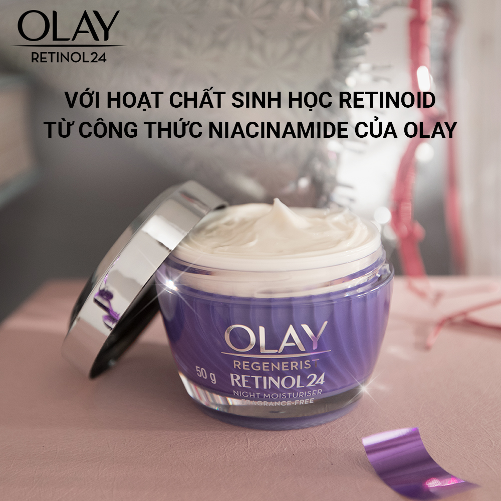 Combo OLAY Ngăn Ngừa Lão Hóa Chiết Xuất Retinol24: Kem Dưỡng Ban Đêm 50g Và Kem Mắt 15ml