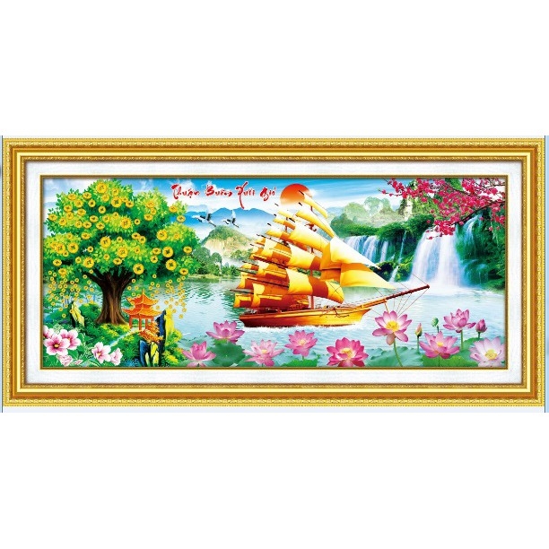 Tranh thêu chữ thập 3D Thuận Buồm Xuôi Gió (115*53cm) chưa thêu