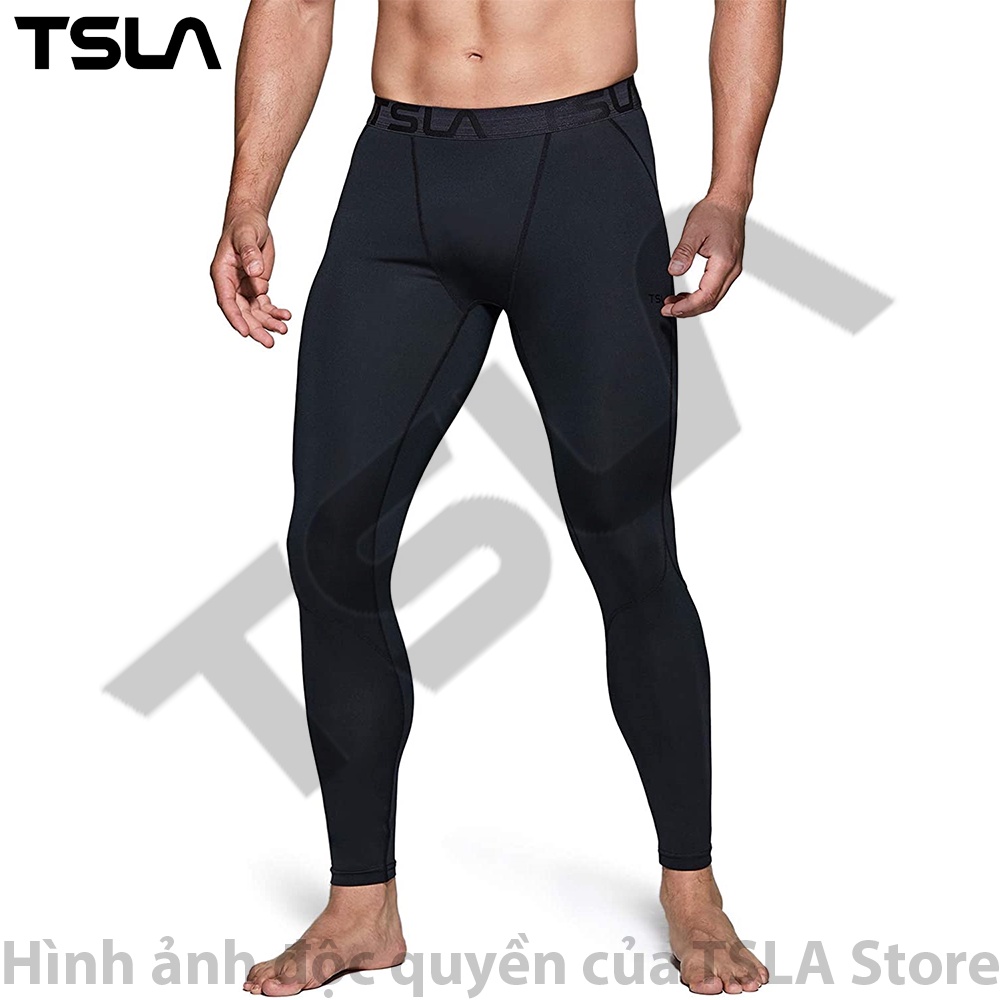 Quần legging thể thao nam giữ nhiệt TSLA lót lông form ôm thun co giãn bó cơ combat chạy bộ đạp xe gym work out