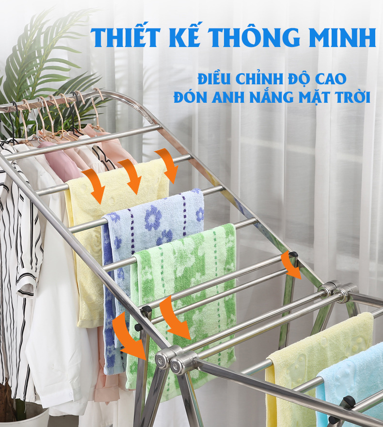 Giàn phơi đồ thông minh đa năng - Gấp gọn cao cấp - GPIN03