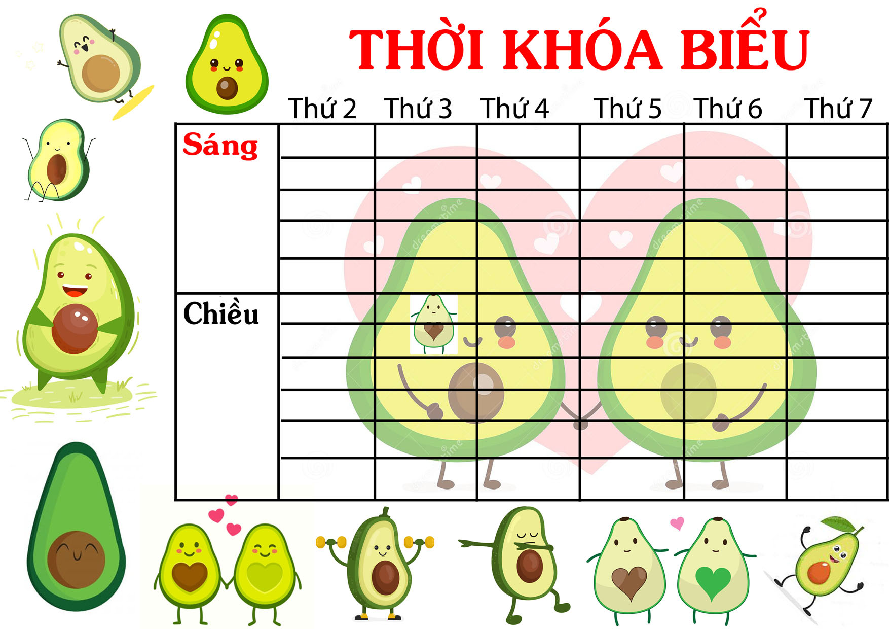 SET 5 Thời khóa biểu học sinh cute, đáng yêu, dễ thương ( mẫu ngẫu nhiên )