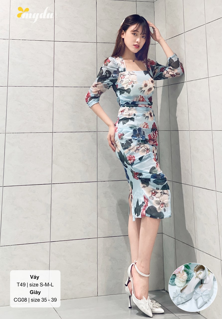 Đầm hoa dáng ôm thiết kế sang trọng T49 - GLADY DESIGN [Kèm ảnh thật