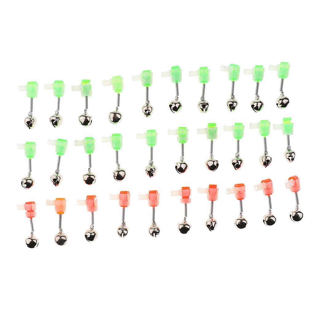 30Pcs Fishing Bite Alarms Single Bell Rod Tip Alert Ring Fishing Rod Bells Tackle