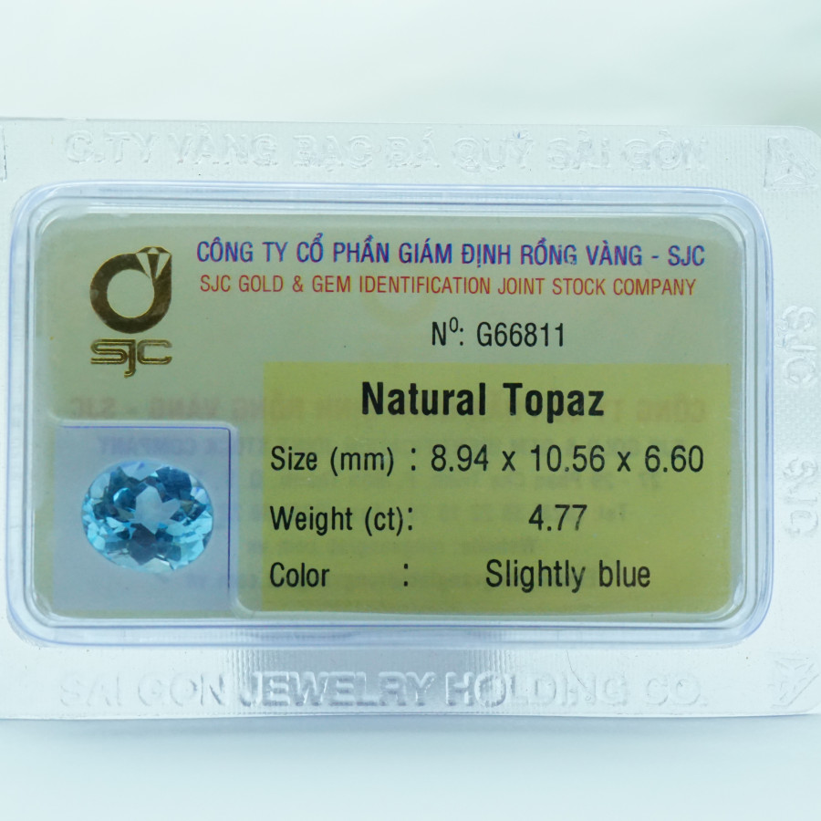 Viên đá Topaz kiểm định tự nhiên mài giác oval - 66811