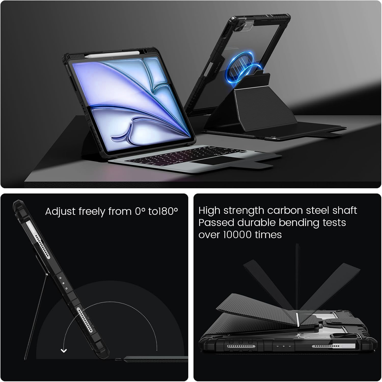 Bao Da Kèm Bàn Phím cho iPad Air 11 inch &amp; iPad Air 13 inch M2 M3 2025/2024 Nillkin Bumper Link Combo Case Keyboard - Hàng Chính Hãng
