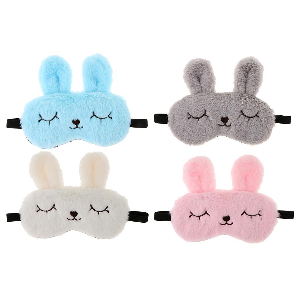 4xKids Adults Plush Bunny Rabbit Sleep Mask Eye Shade Cover Blindfold Gray