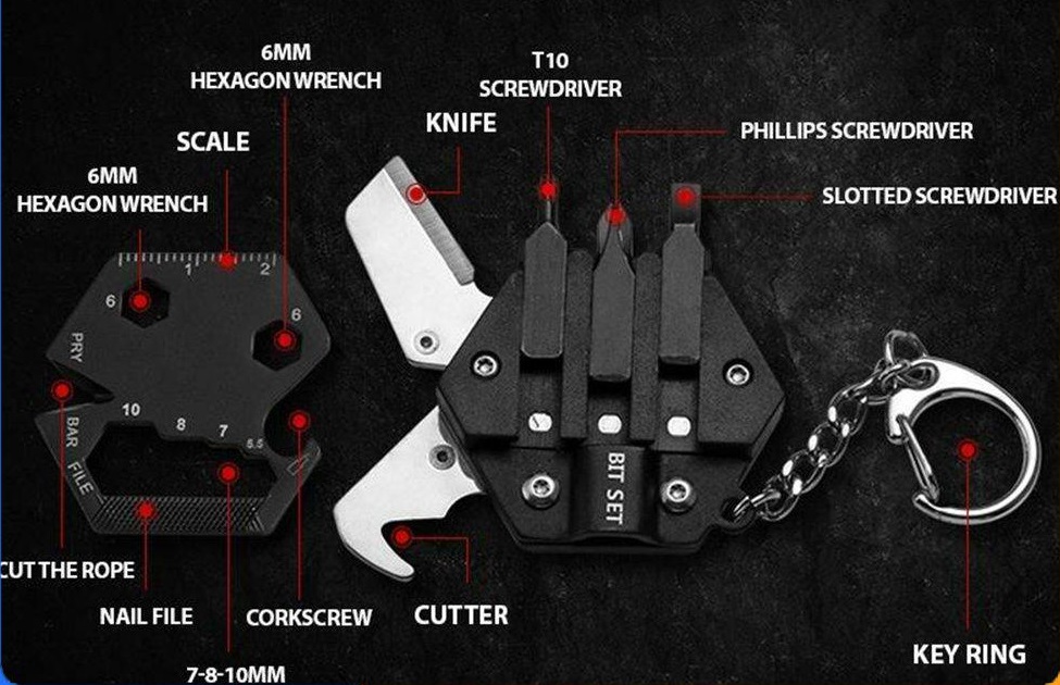 Móc khóa EDC multitools dụng cụ đa năng nhỏ gọn