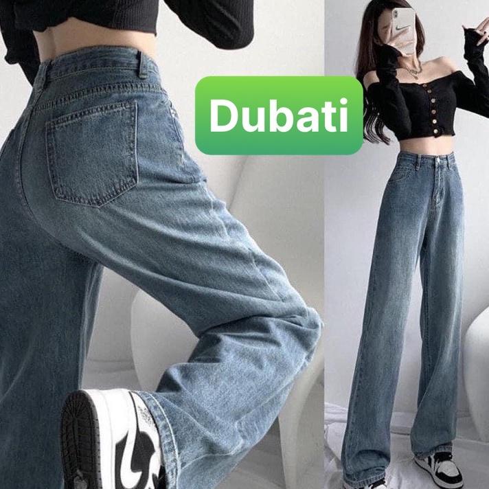 QUẦN BAGGY JEAN NỮ XANH CHẤT BÒ ỐNG RỘNG DÀI LƯNG CAO NÂNG MÔNG PHONG CÁCH SANG CHẢNH NEW VIP -DB 20- DUBATI FASHION