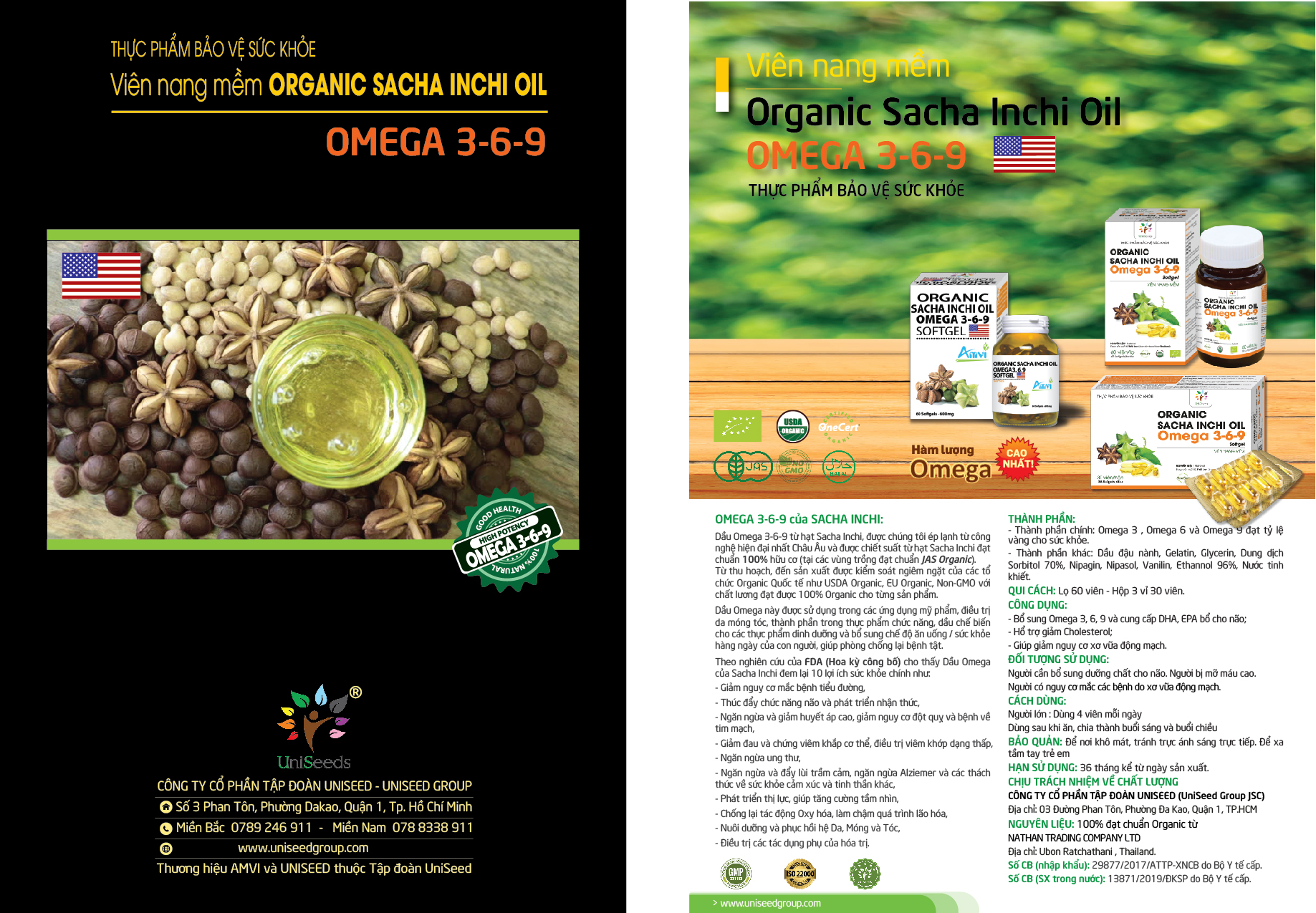 Viên nang mềm Organic Sacha Inchi Omega 3,6,9 Softgel
