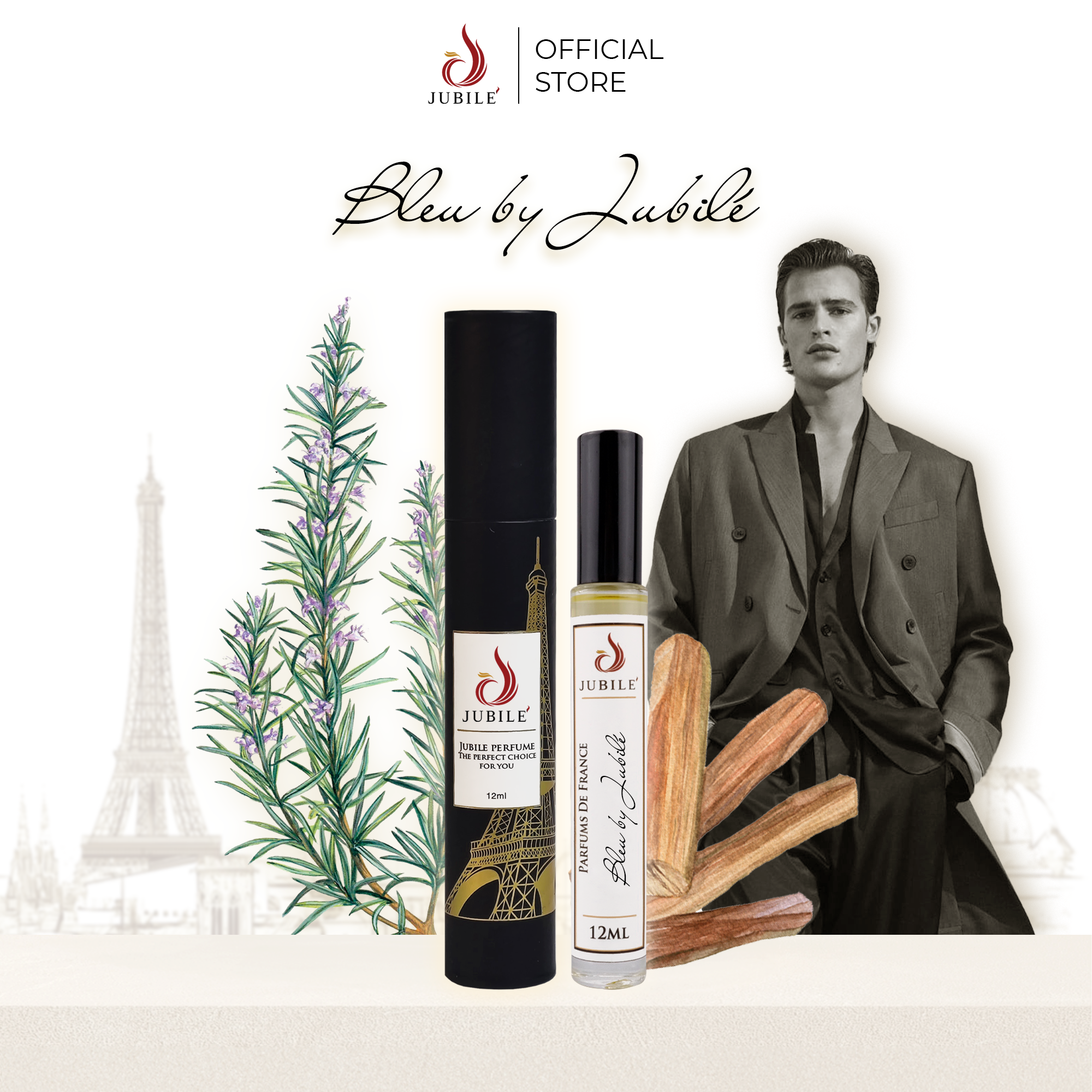 Bleu by Jubilé - Tinh dầu nước hoa Pháp Nam Dạng lăn 12ml Thơm Lâu, Sang Trọng, Đẳng Cấp