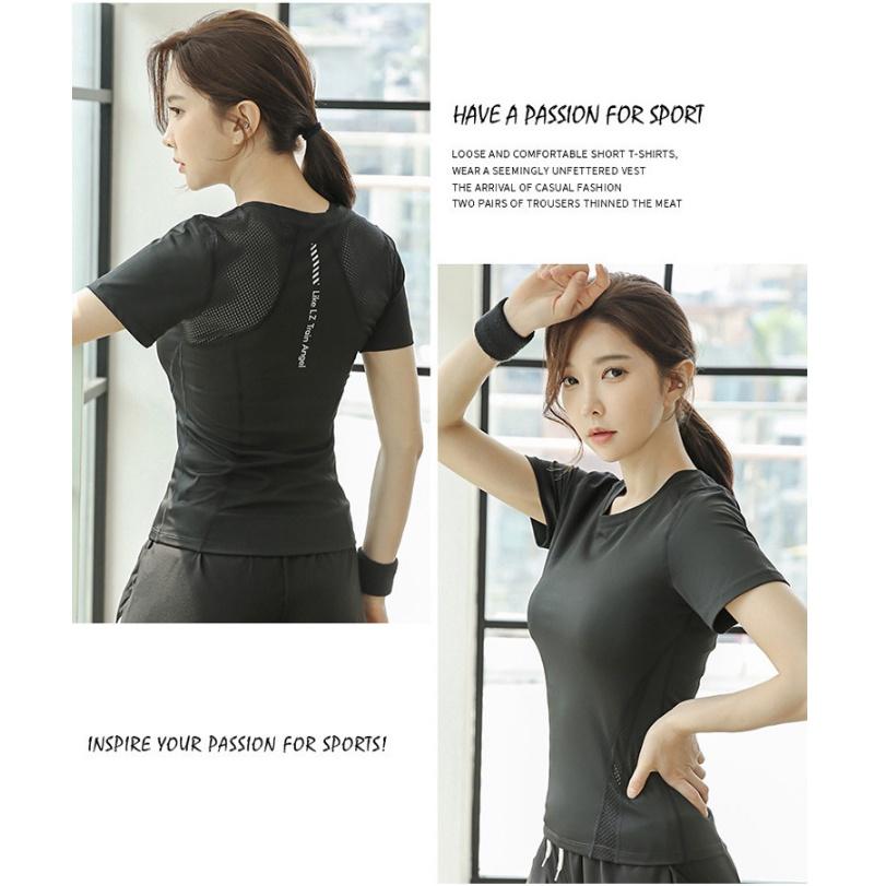 Áo thể thao nữ_thun lạnh phối lưới siêu mịn mát_Áo tập gym nữ, chạy bộ, du lịch
