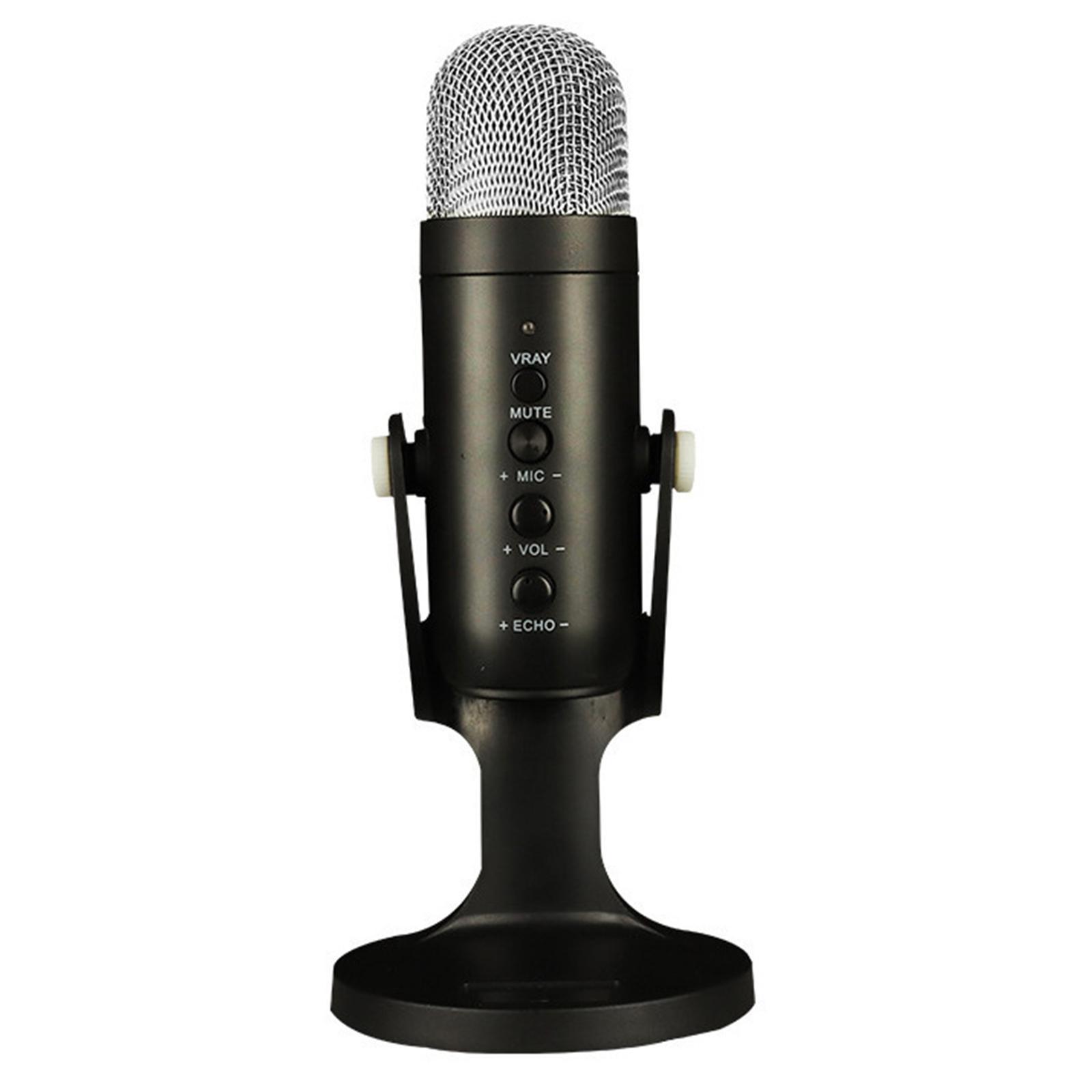 Studio Condenser USB Microphone Computer PC Microphone Kit with Stand Black