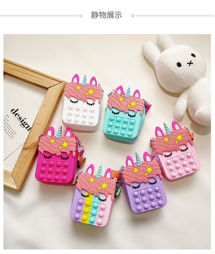 Túi Pop It MINI đeo chéo silicon ngựa Pony dễ thương phong cách Hàn Quóc cho bé gái