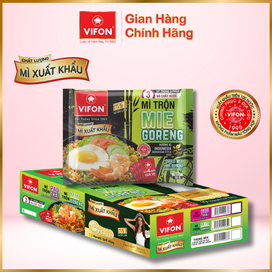 Thùng 18 gói mì Xuất khẩu Mie Goreng VIFON 90gr/gói