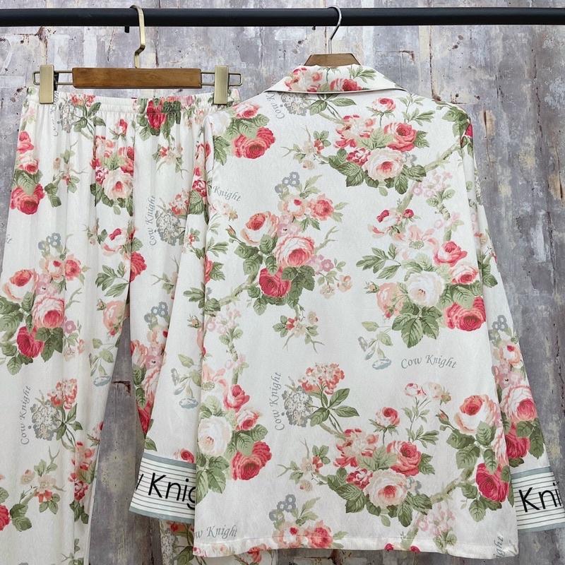 BỘ PIJAMA LỤA CAO CẤP MULISI HỒNG BUN GA RI