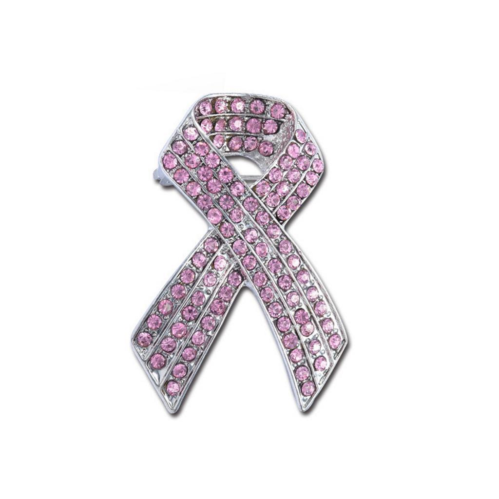 Bow   Knot   Style   Pink   Crystal   Ribbon   Brooch   Pin   Women   Men