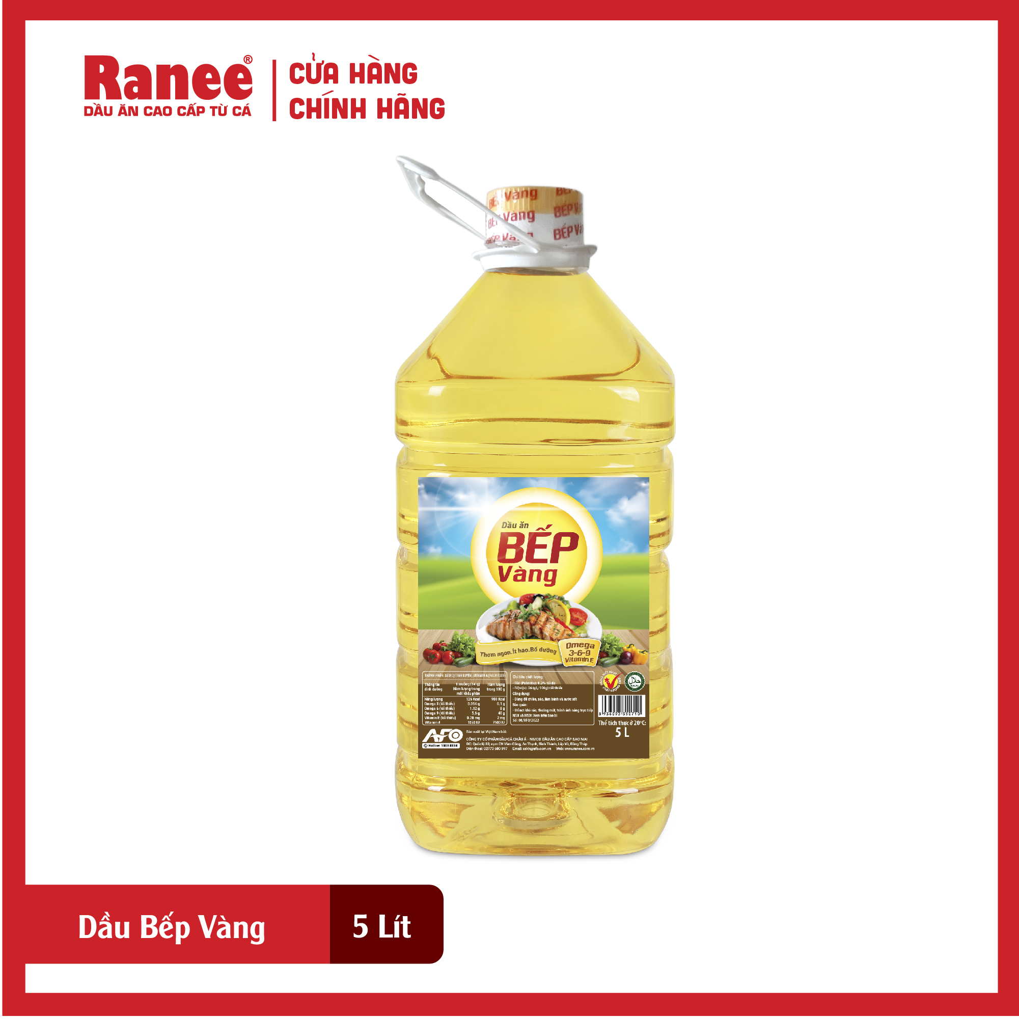 Dầu ăn Bếp Vàng 5 lít (1 chai/ 5 lít )