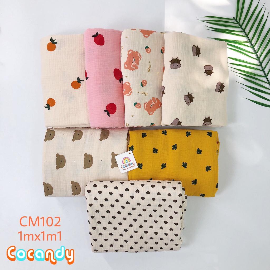 Chăn xô cho bé đa năng chất liệu mềm mại kích thước 1mx1m1 của COCANDY mã CM101, CM102