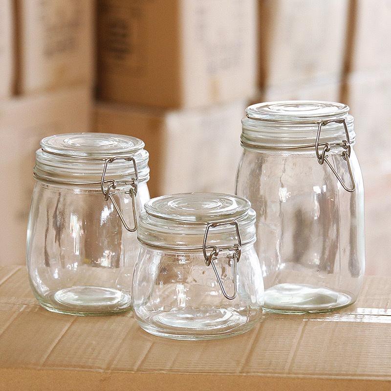 Hũ Thủy Tinh Nắp Cài Kín Hơi Đựng Thực Phẩm Có Gioăng Cao Su 750ml - 1L-2L-3L đựng mật ong, thực phẩm khô
