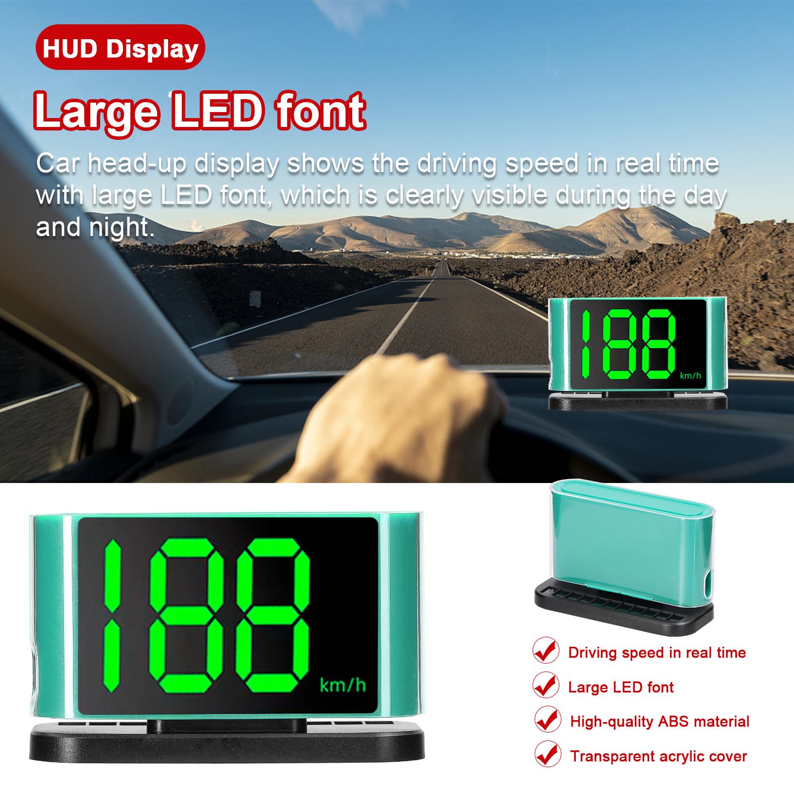 Car HUD Headup Display GPS Digital Speedometer with LED Large Font Display Phone Number Display Area for Car Truck SUV Motorcycle