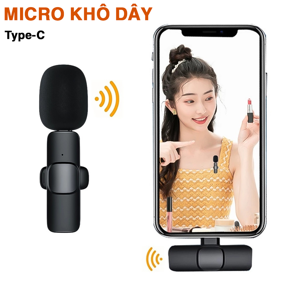 Vinetteam Micro thu âm cài áo không dây hỗ trợ quay tiktok, video, livestream có cả công type c và cổng cho aiphone - hàng chính hãng