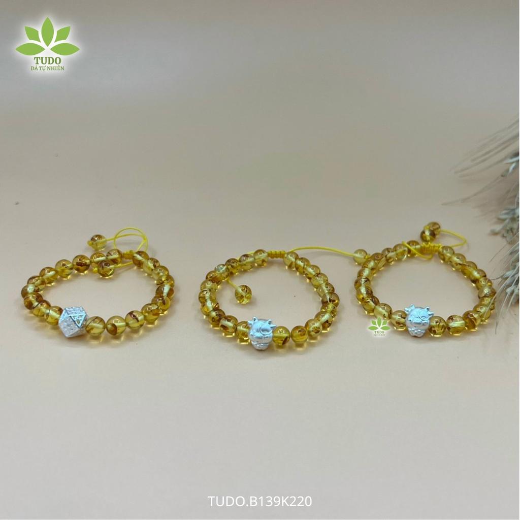 Vòng Tay Nữ Đẹp - Vòng Phong Thủy Đa Mệnh VCBHPAMBER TUDO B139K220 Charm Bạc Tốt Cho Trẻ Em