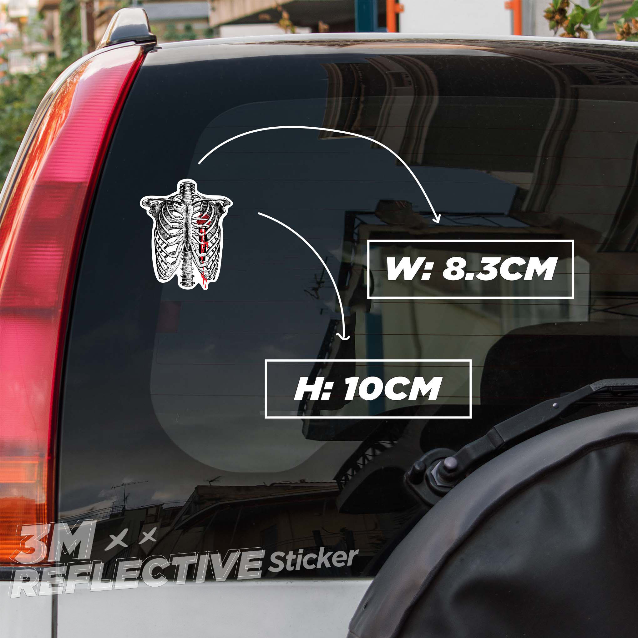 SKELETON MICROPHONE HEART 3M - Reflective Sticker Die-cut Hình dán phản quang STICKER FACTORY