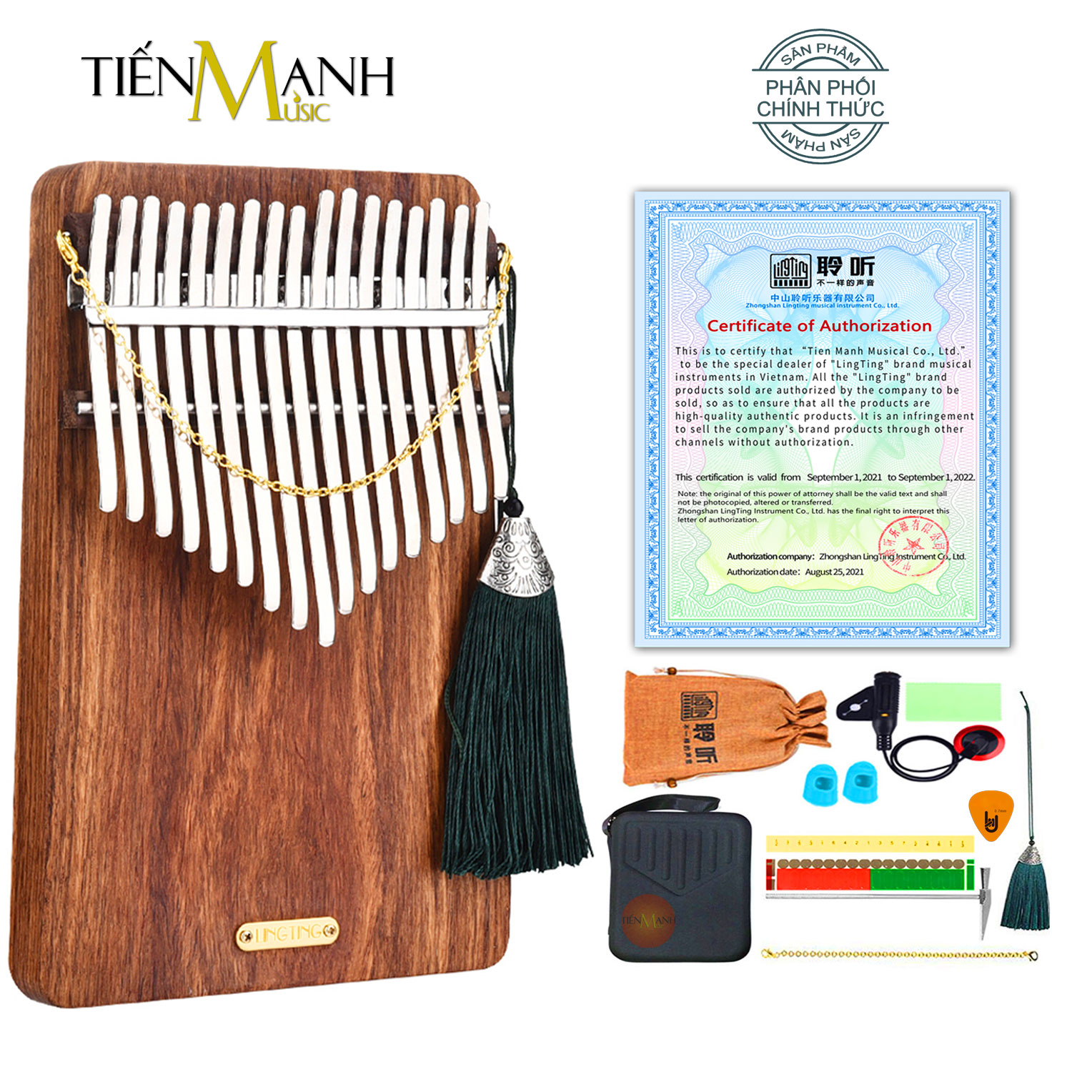 Đàn Kalimba LingTing 17 Phím K17P (Gỗ Tử Đàn - Full Phụ Kiện LT-K17P) Hàng Chính Hãng - Kèm Móng Gẩy DreamMaker