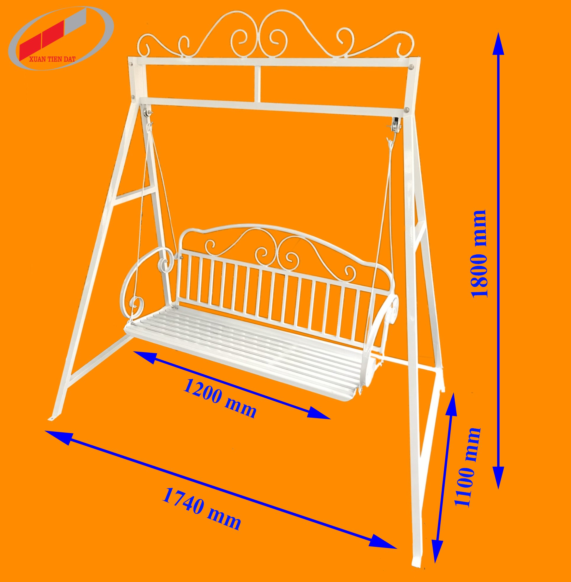 Xích Đu Ngoài Trời Bằng Khung Thép Sơn Tĩnh Điện Đồng Cổ SANG TRỌNG, HIỆN ĐẠI X11