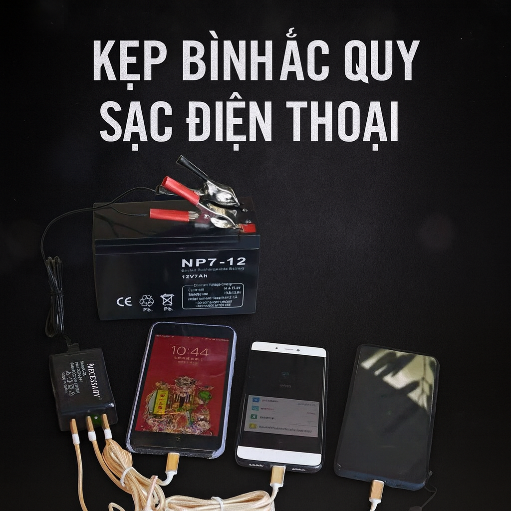 Kẹp Bình Ắc Quy Sạc Điện Thoại 3 Cổng USB – Tự Ngắt Bảo Vệ, Loại Xịn Sạc Nhanh Siêu Bền