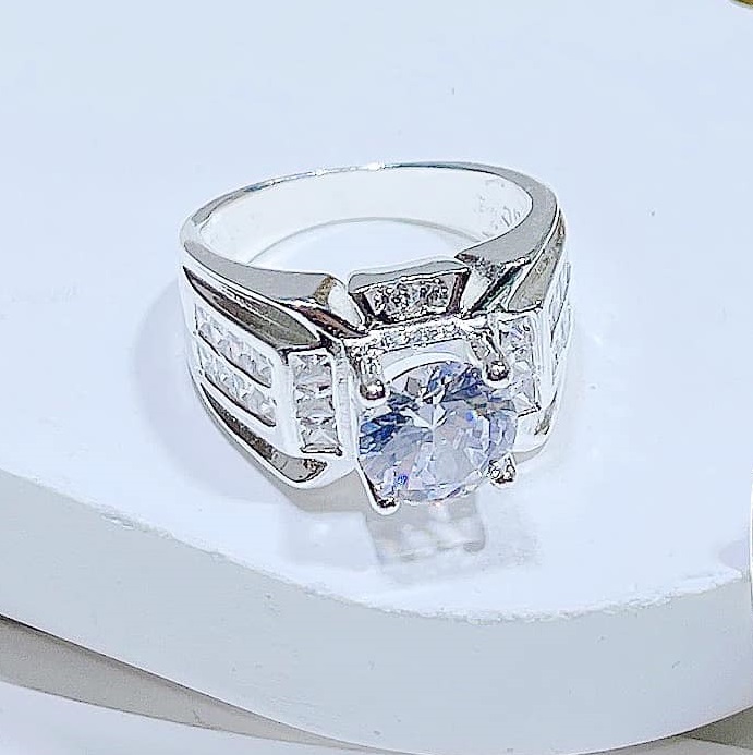 Nhẫn bạc nam mặt đá cao chất liệu bạc ta MS182
