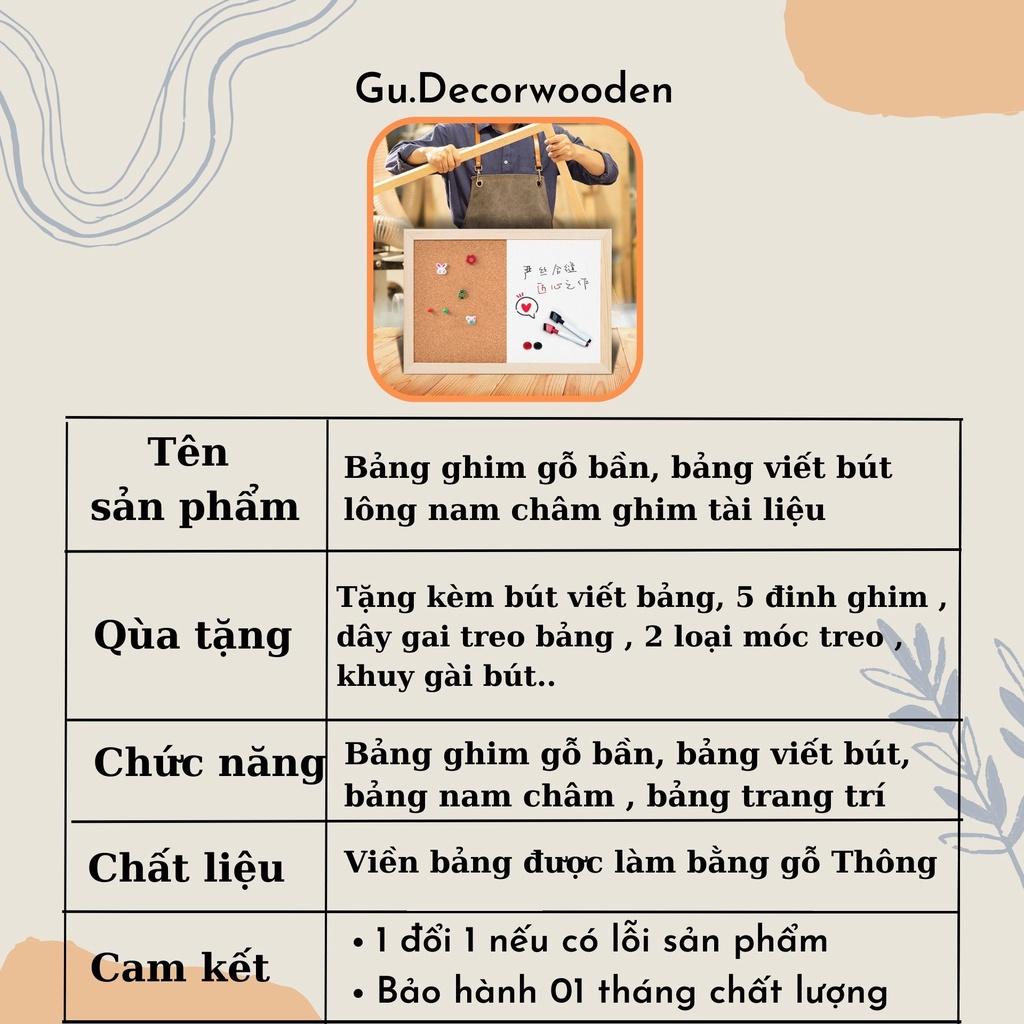 Bảng ghim gỗ bần, bảng viết bút lông nam châm giấy note ghim tài liệu treo ảnh postcard trang trí