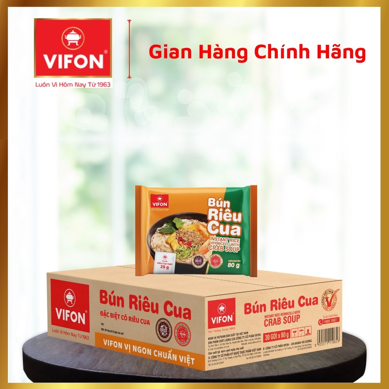 Thùng 30 Bún Riêu Cua VIFON (80g / Gói)