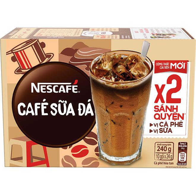 [Tặng 1 túi thời trang đa năng] Combo 2 hộp cà phê sữa Nescafé cà phê sữa đá (Hộp 10 gói x 24 g)