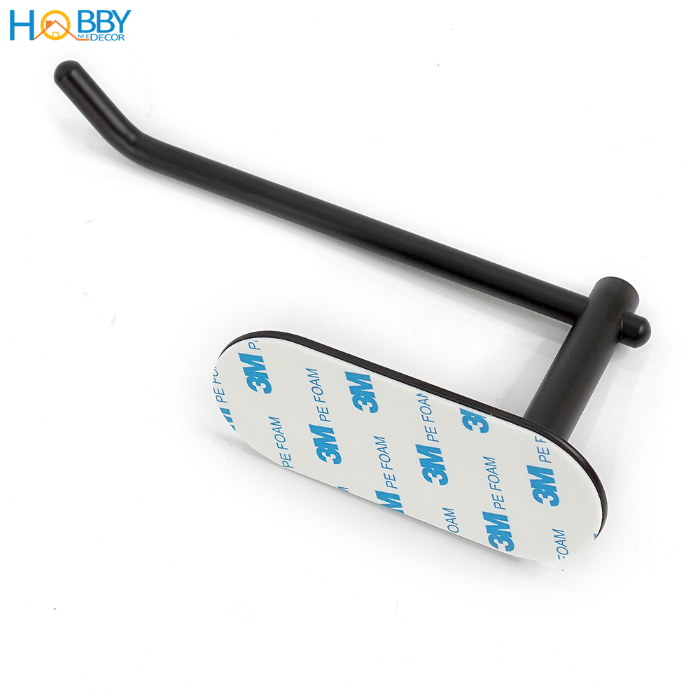Móc treo cuộn giấy vệ sinh dán tường gạch men HOBBY Home Decor G18 - Inox 304 sơn đen kèm keo dán siêu dính