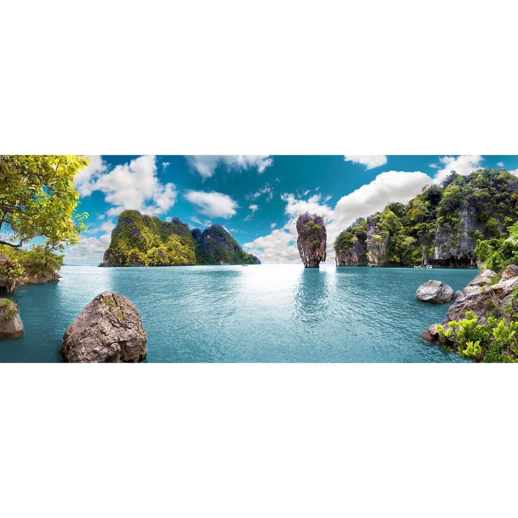 Tranh dán tường 3D phong cảnh biển - thác nước