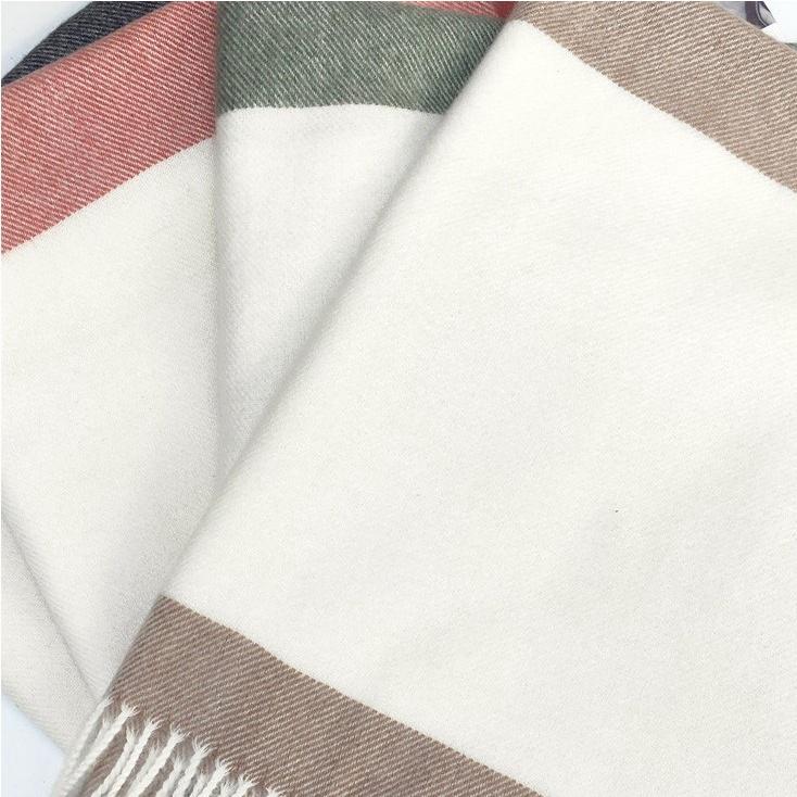 Khăn quàng cổ len dệt kim, tua rua phối màu phong cách Hàn Quốc cho nữ mềm mịn và ấm áp