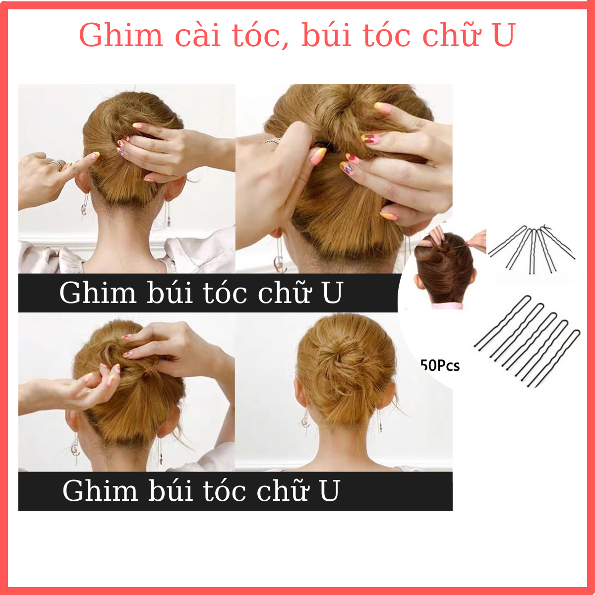 Ghim chữ U cài tóc, búi tóc 7cm bọc sơn đen chống gỉ bền đẹp