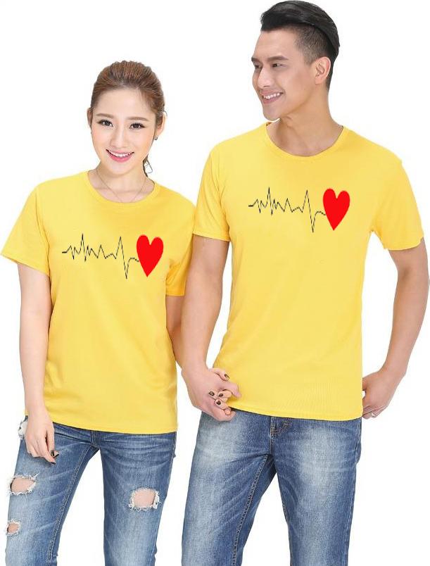 Bộ Áo Thun Đôi Nam Nữ Màu Vàng A331